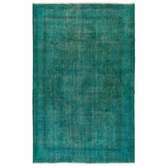 6.6x10.6 Ft Turquoise Blue Color ReDyed Vintage Turkish Rug for Modern Interiors