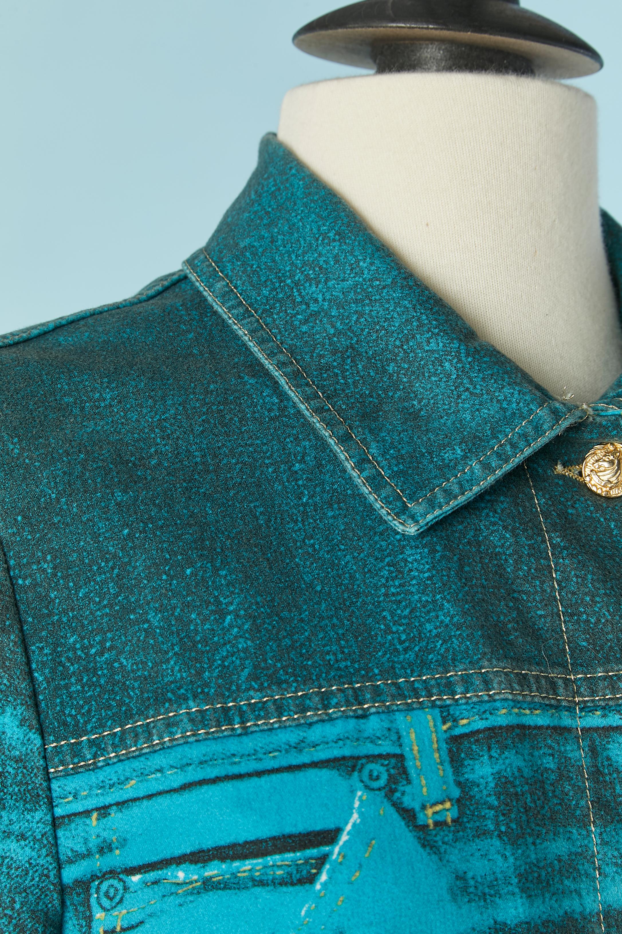 Women's Turquoise blue denim coat Roberto Cavalli For Sale