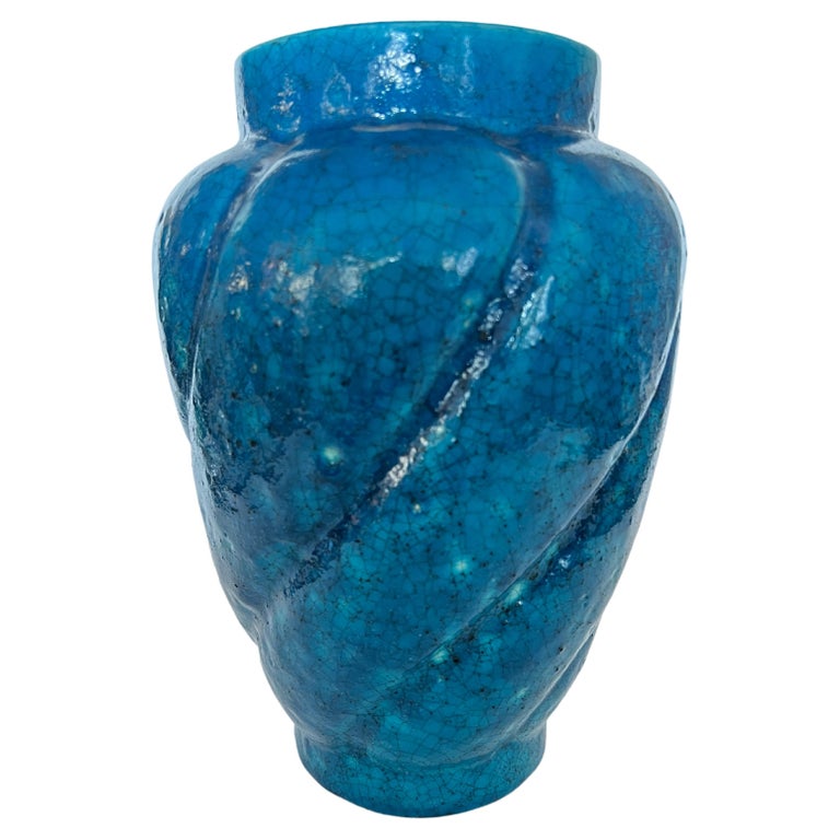  Edmond Lachenal Turquoise Faience Vase, ca. 1930