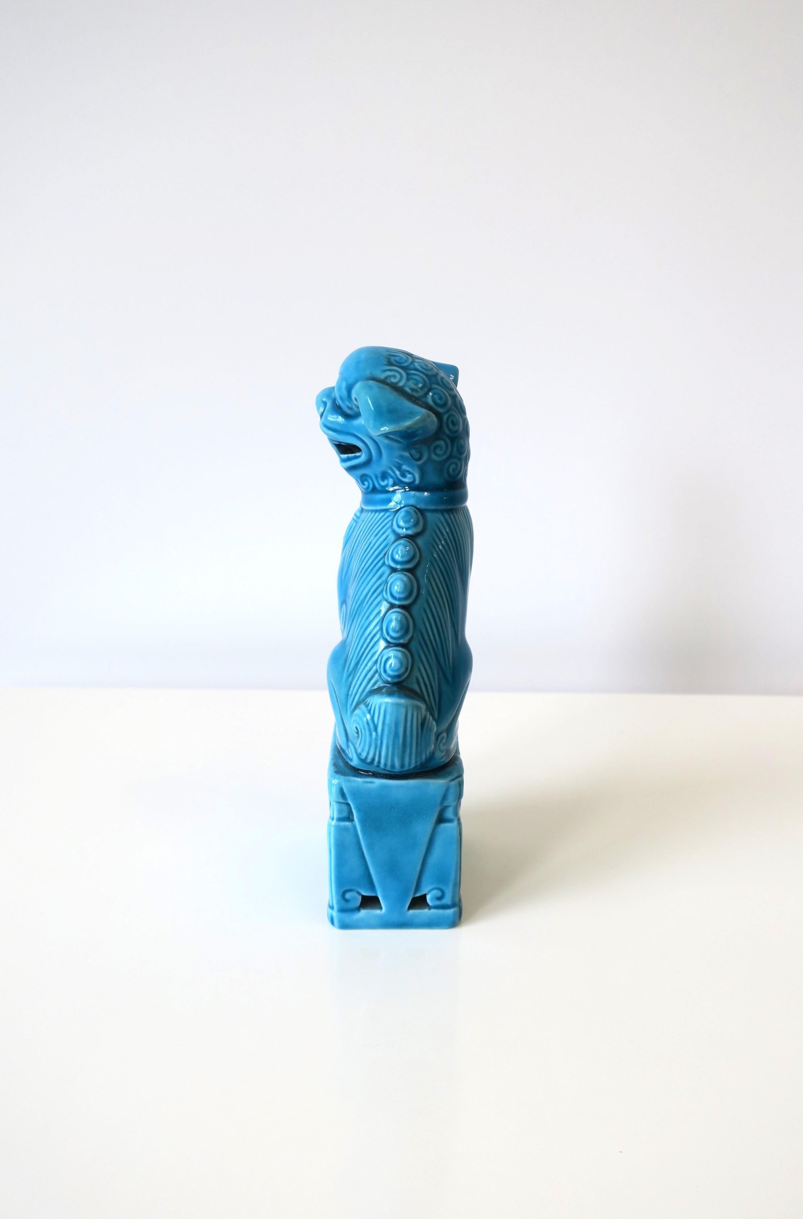 Turquoise Blue Foo Lion Dog Decorative Object, circa 1960s For Sale 2