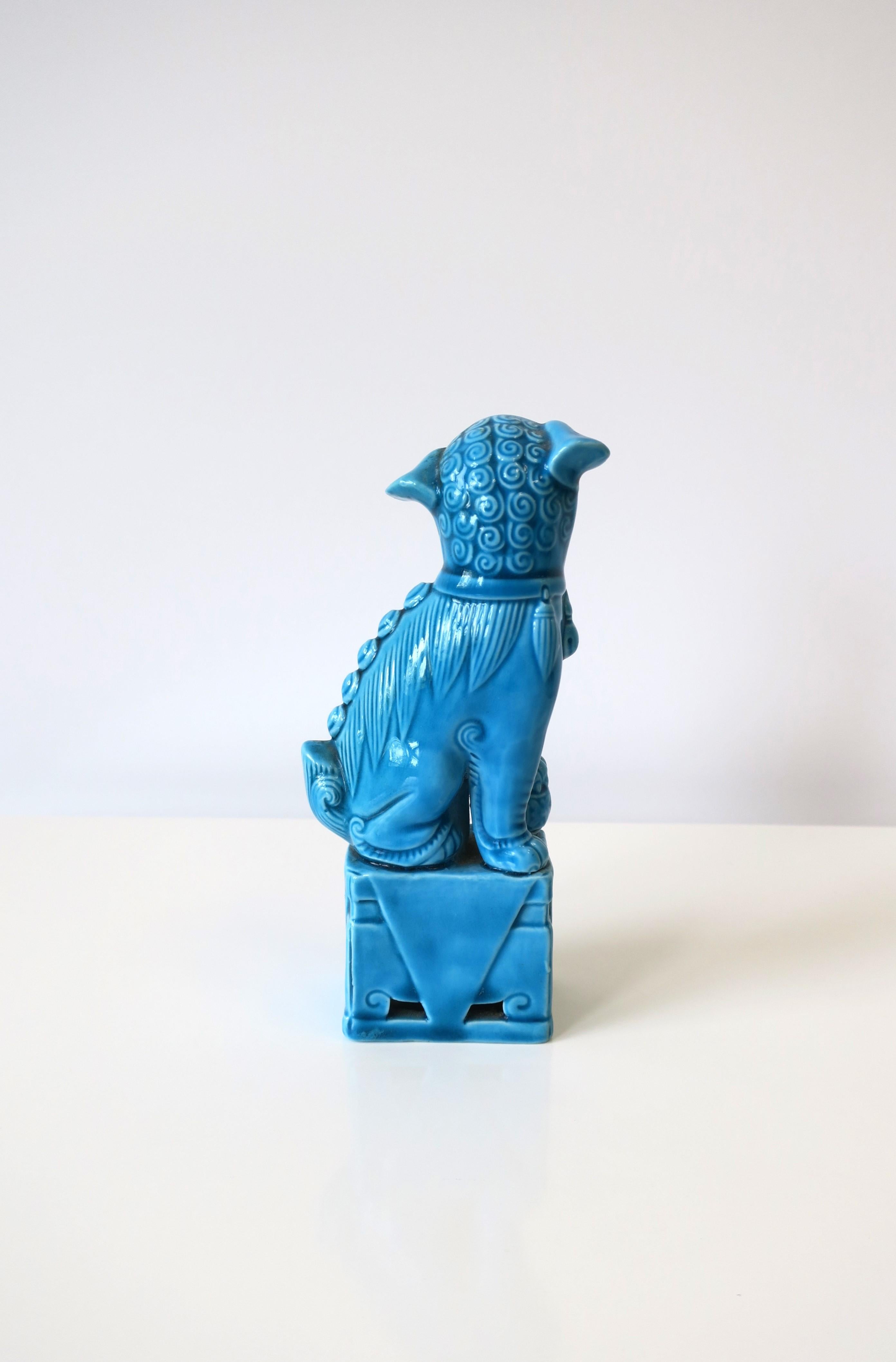 Turquoise Blue Foo Lion Dog Decorative Object, circa 1960s For Sale 3