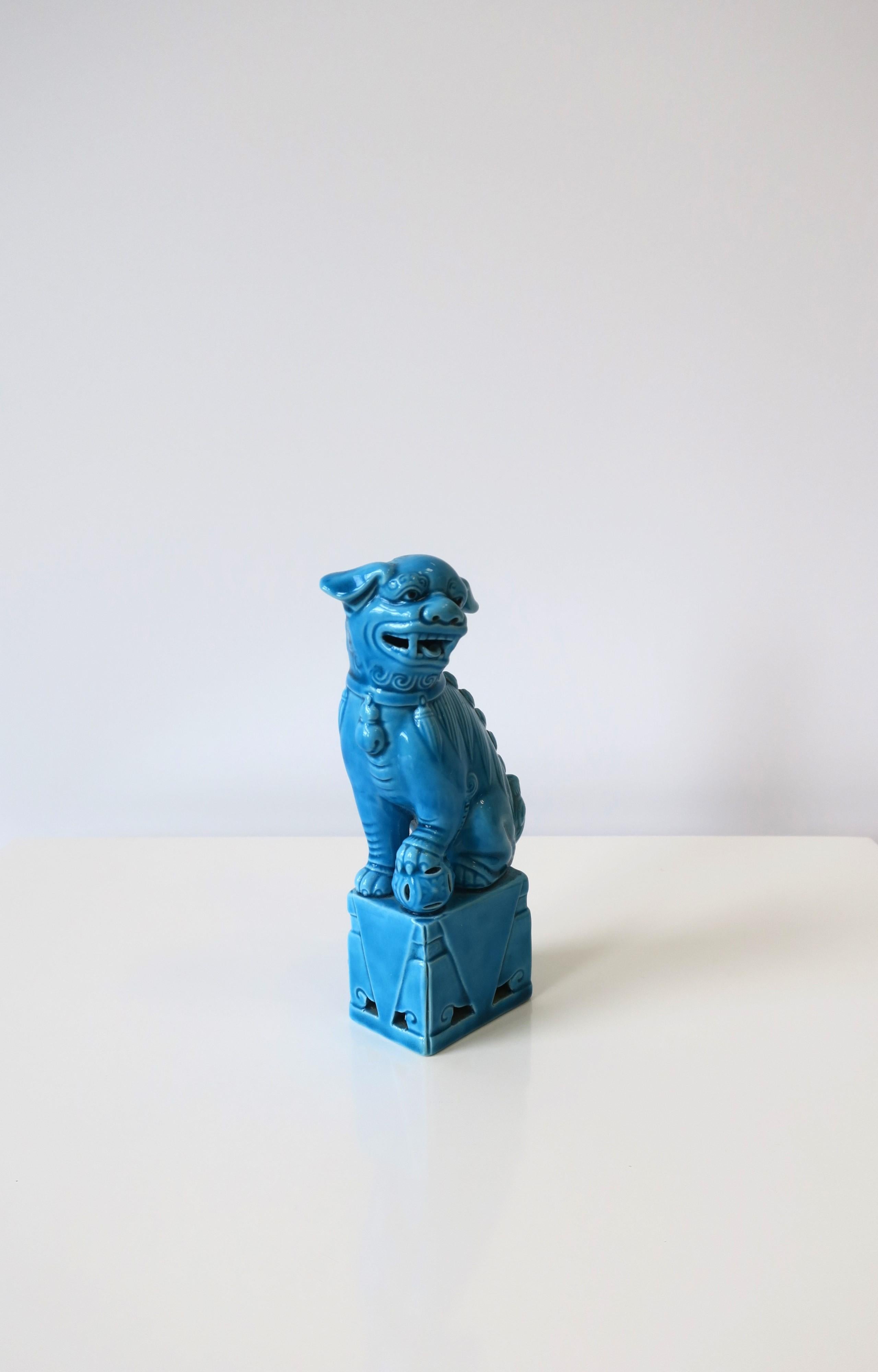 Turquoise Blue Foo Lion Dog Decorative Object, circa 1960s For Sale 5