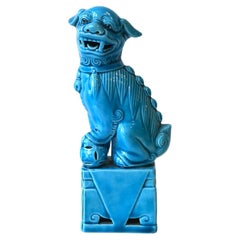 Turquoise Blue Foo Lion Dog Decorative Object, circa 1960s
