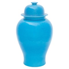Turquoise Blue Glazed Porcelain Ginger Jar