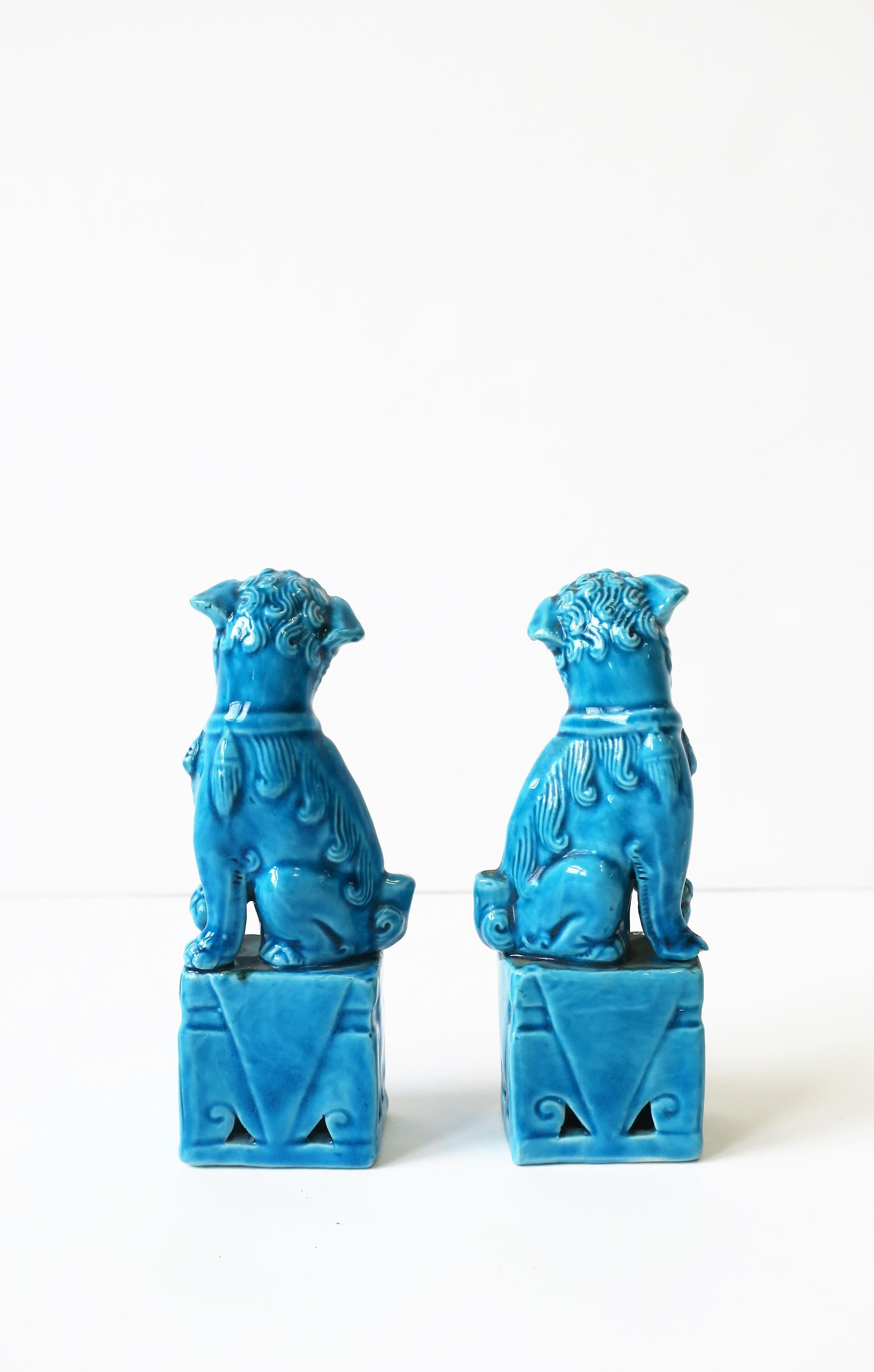 Contemporary Turquoise Blue Lion Foo Dogs