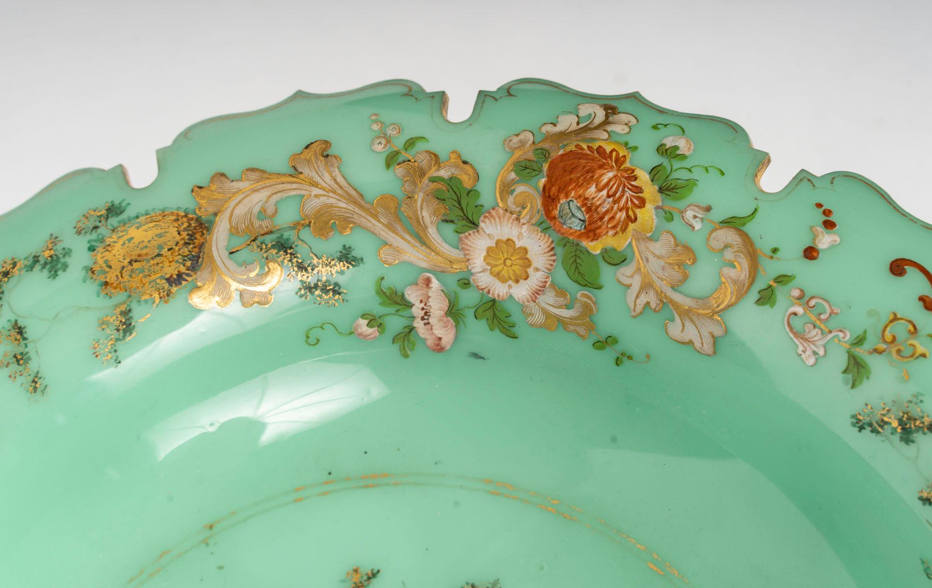 Opaline Glass Turquoise Blue Opaline Bowl, 19th Century, Napoleon III Period. For Sale