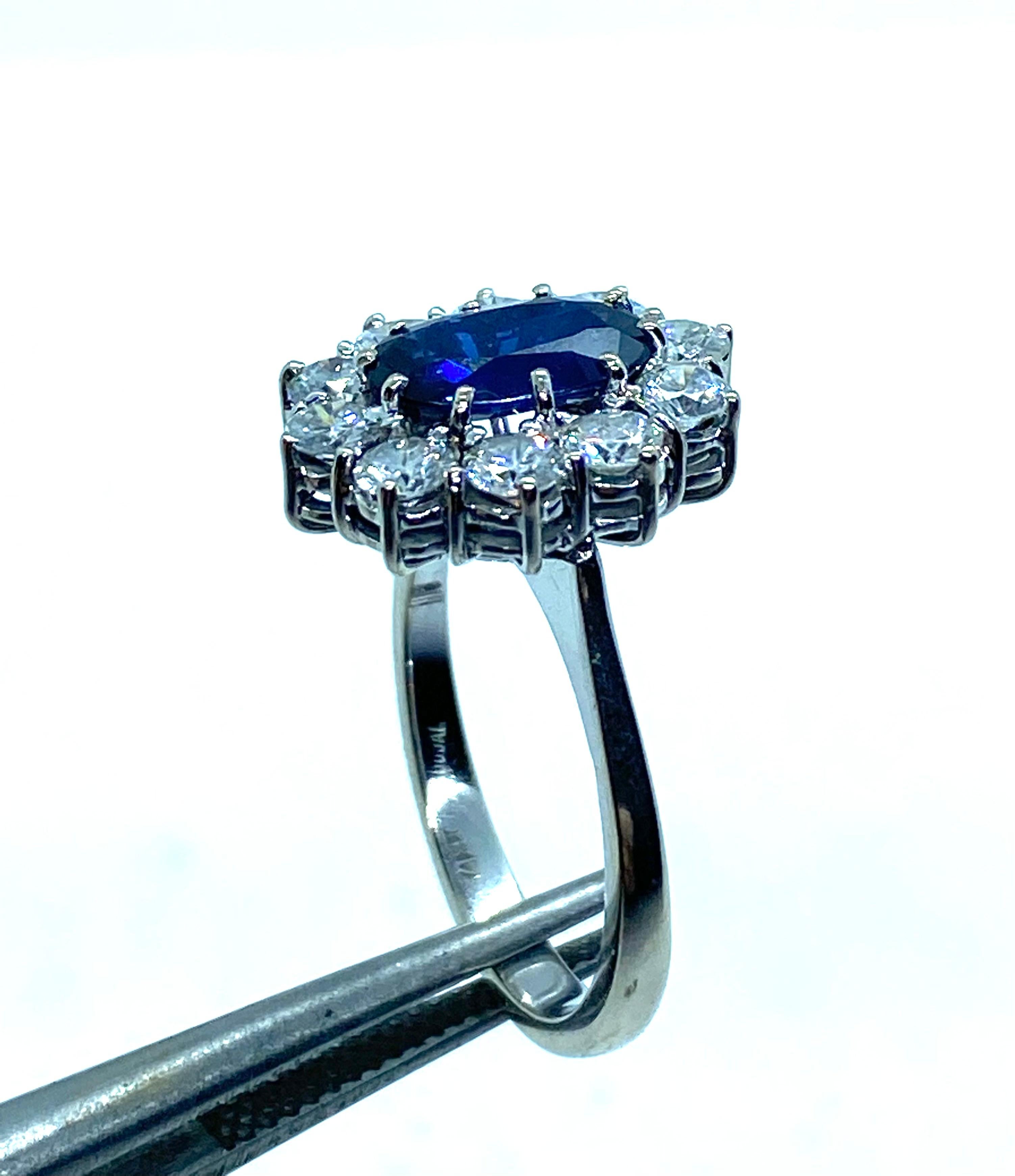 Brilliant Cut Turquoise Blue Sapphire and Diamonds Ring For Sale