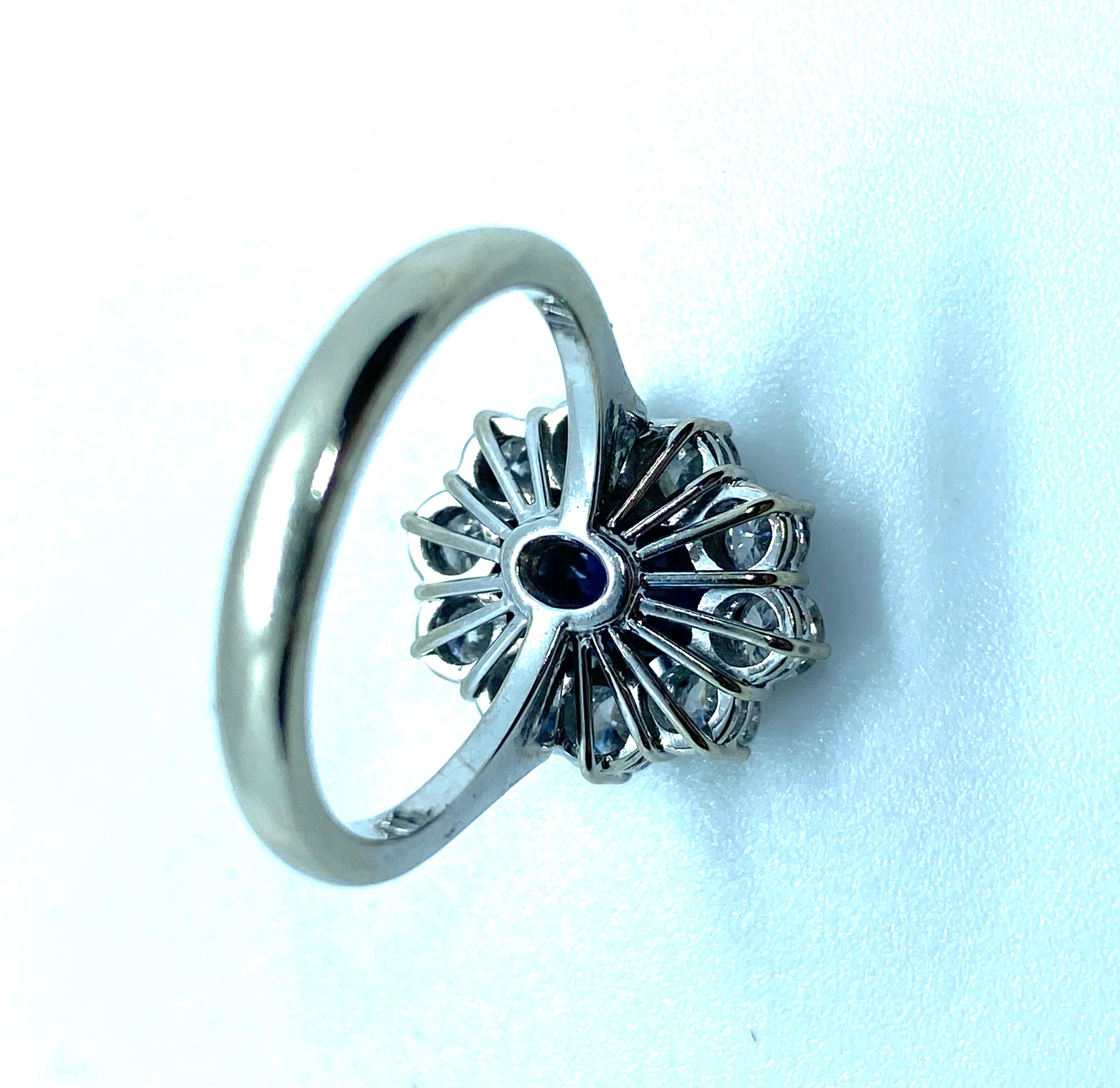 Turquoise Blue Sapphire and Diamonds Ring In Excellent Condition For Sale In Sežana, SI