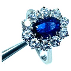 Turquoise Blue Sapphire and Diamonds Ring
