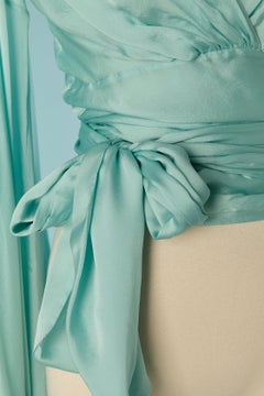 Turquoise blue silk wrapped top ALEXANDRE VAUTHIER