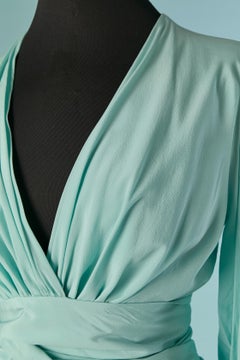 Top enveloppé en soie bleu turquoise ALEXANDRE VAUTHIER