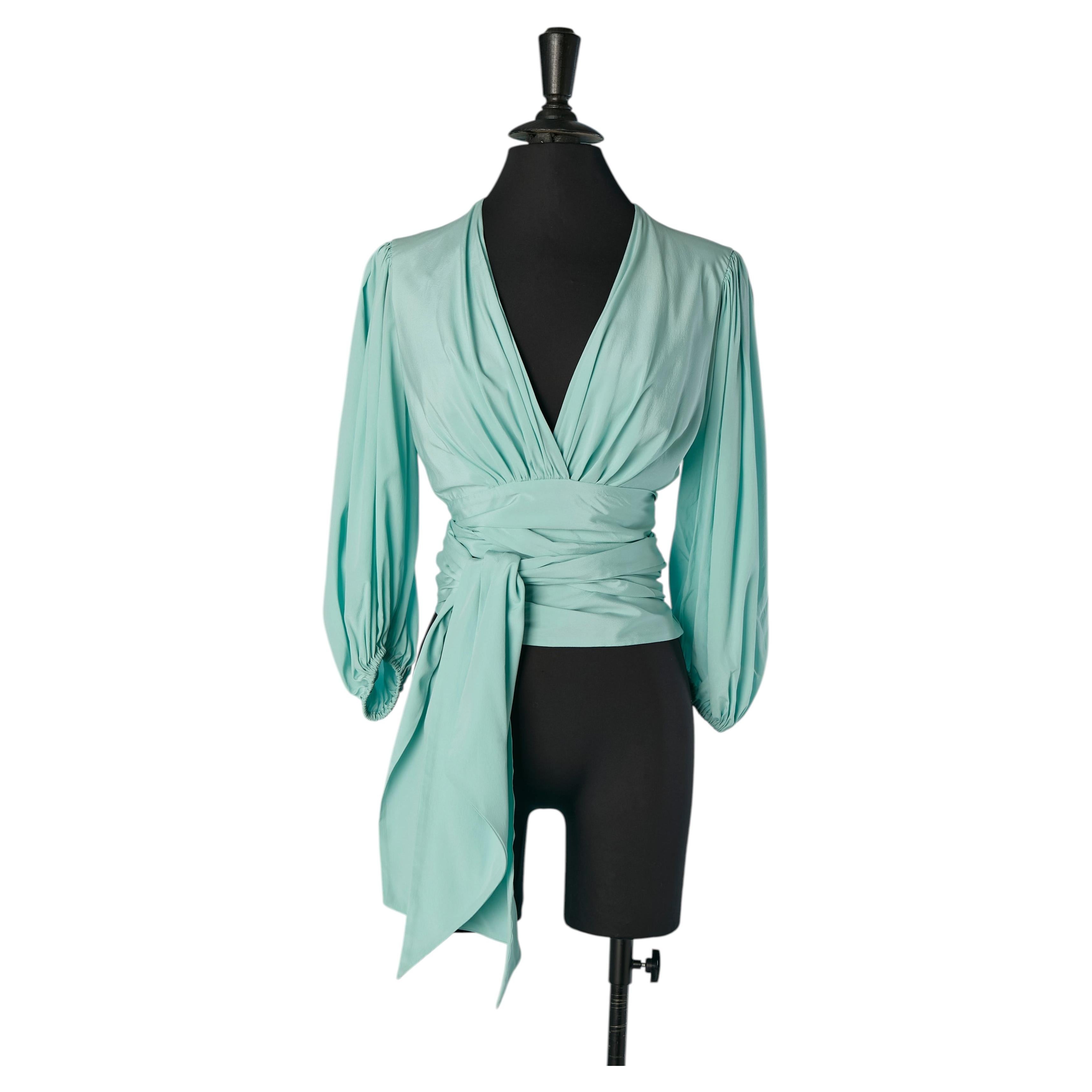 Top avvolto in seta blu turchese ALEXANDRE VAUTHIER in vendita