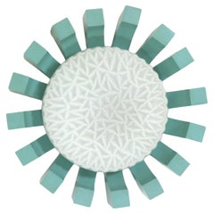 Turquoise Blue Sunburst Light Fixture with Patterned Milk Glass Lampshade, 1950s