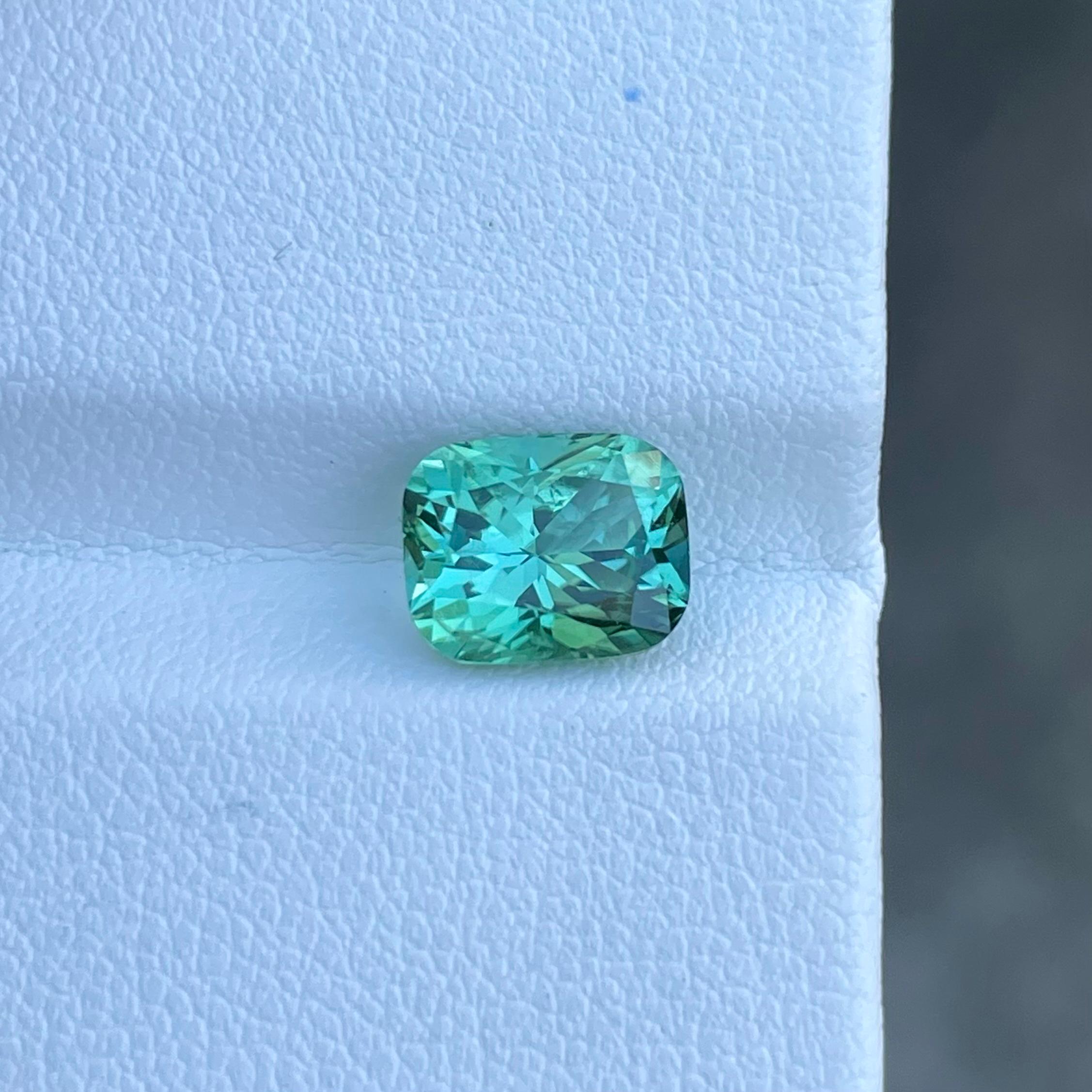 Weight 2.45 carats 
Dimensions 8.8x7.0x5.7 mm
Treatment none 
Origin Afghanistan 
Clearly Vvs 
Shape cushion 
Cut Custom Precision 



The Turquoise Blue Tourmaline is a true marvel of nature, boasting a substantial 2.45-carat weight and a custom