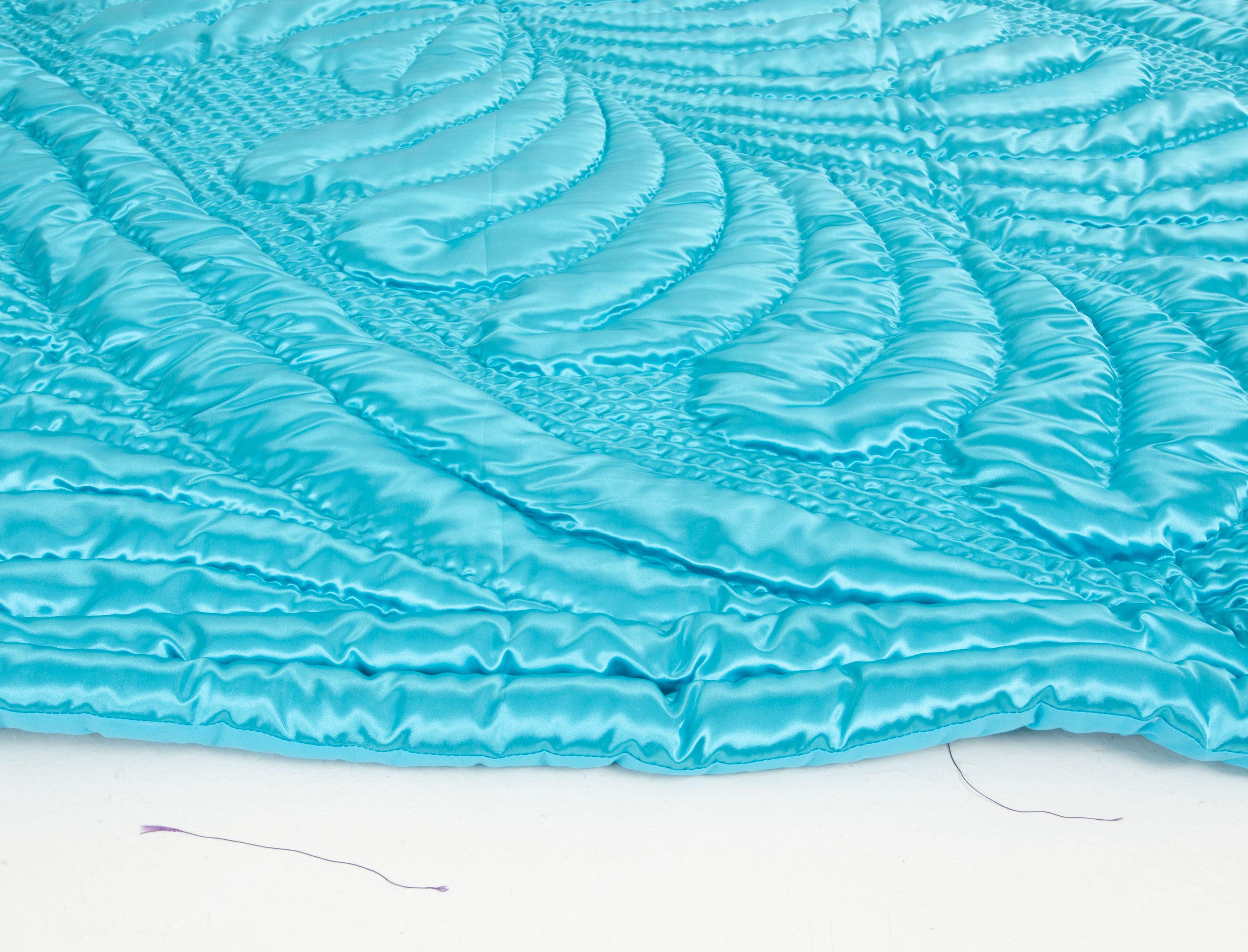 Turquoise Blue Turkish Contemporary Quilt In Excellent Condition In Istanbul, TR
