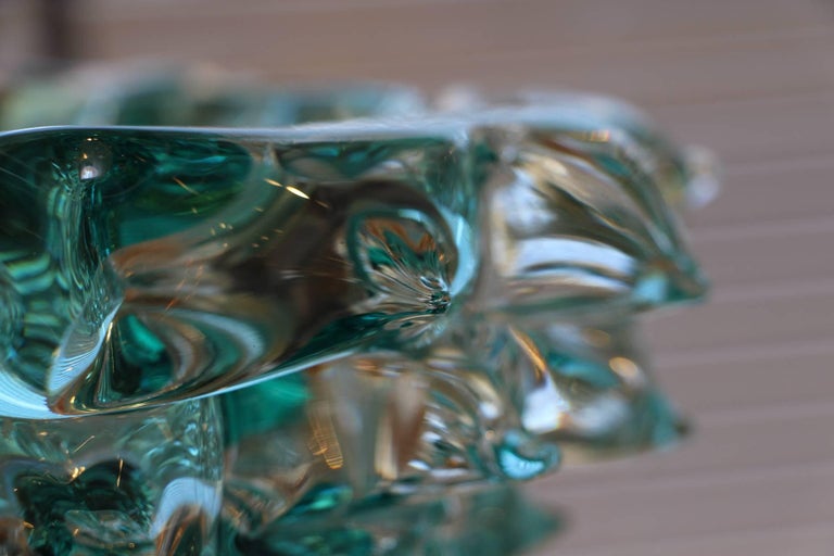Turquoise Blue Vase in Murano Glass with Spikes Decor, Barovier Style