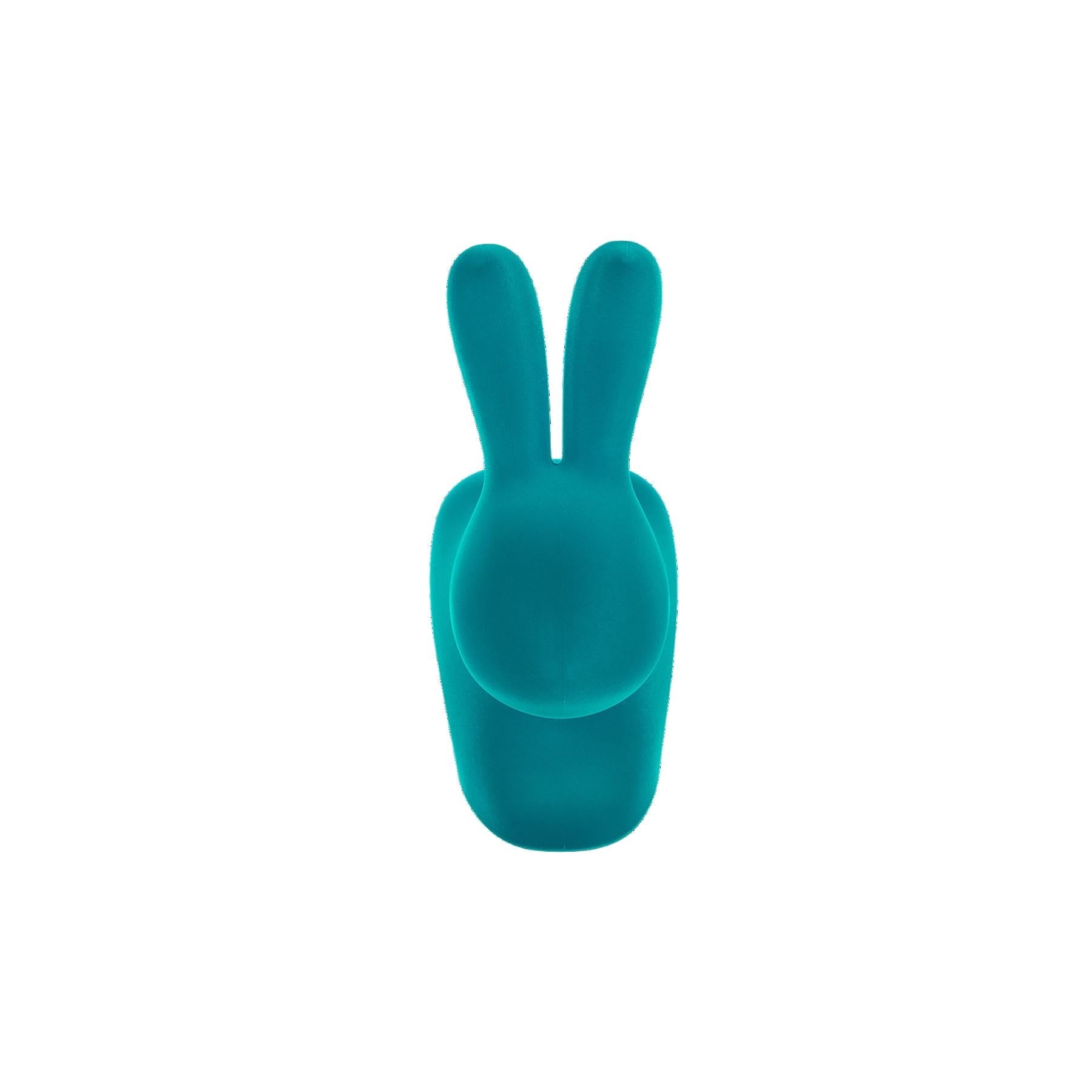 Contemporary In Stock in Los Angeles, Blue / Turquoise Velvet Baby Rabbit Chair