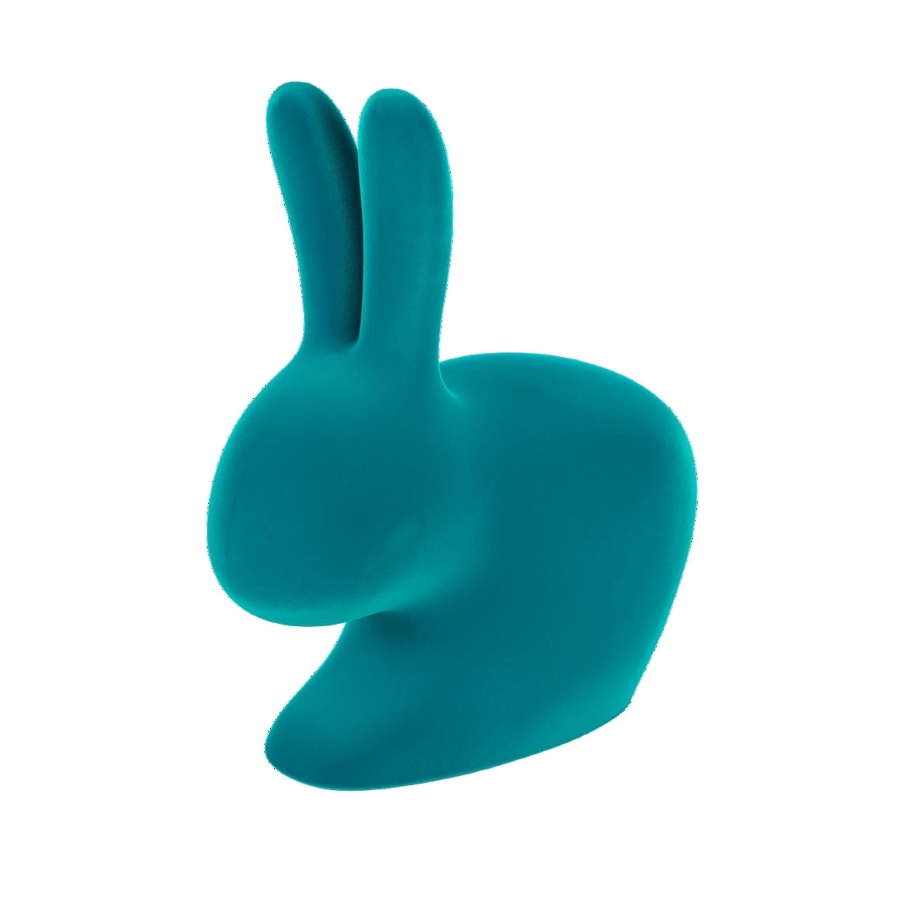 Modern Blue / Turquoise Velvet Rabbit Chair, Made in Italy For Sale
