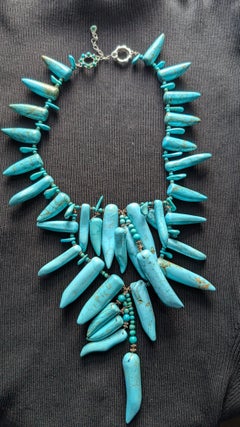Turquoise Boho Multi-Layered Statement Necklace and Earring Set
