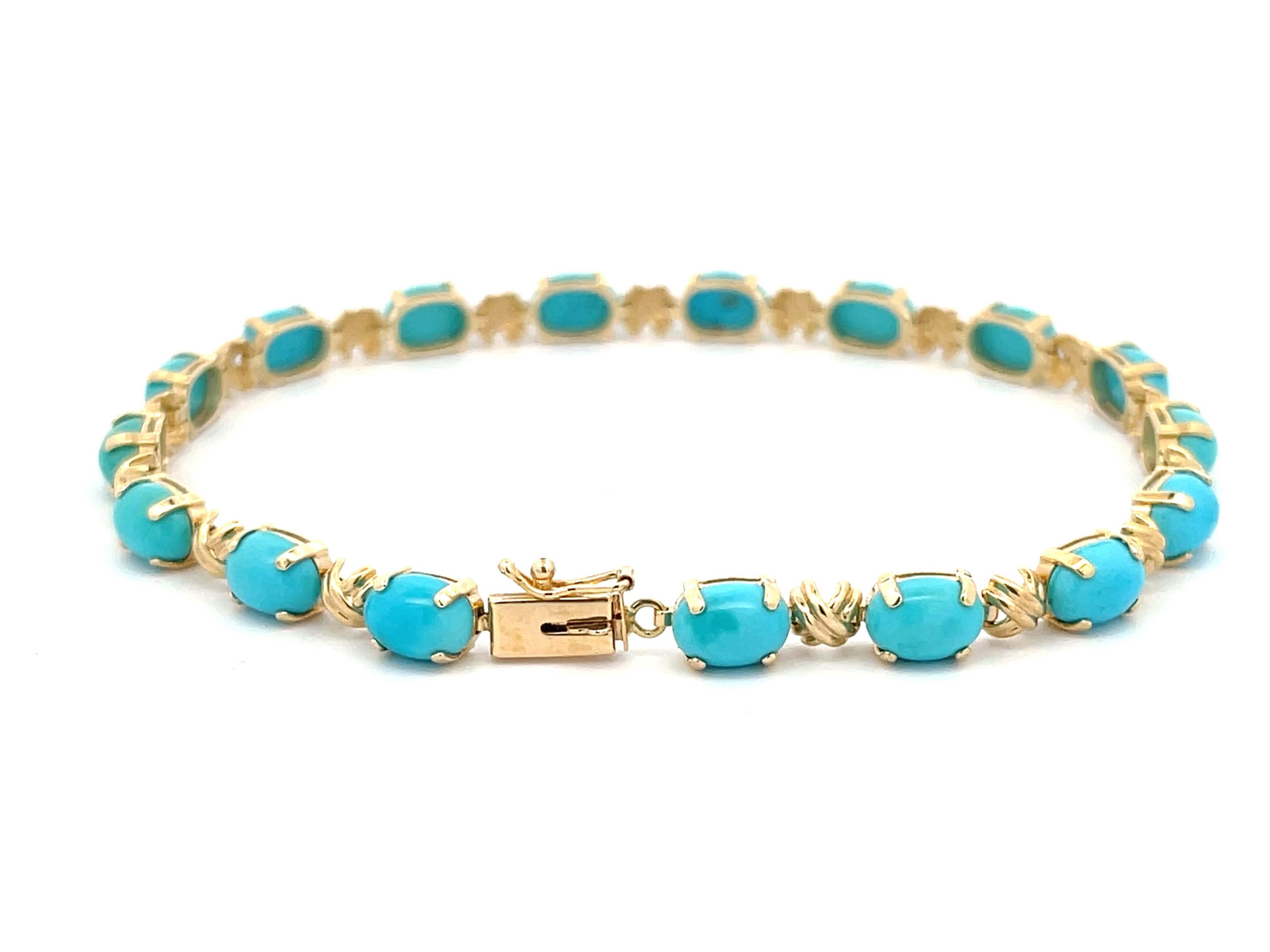Women's Turquoise Bracelet in 14k Yellow Gold For Sale