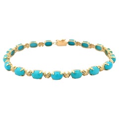 Retro Turquoise Bracelet in 14k Yellow Gold