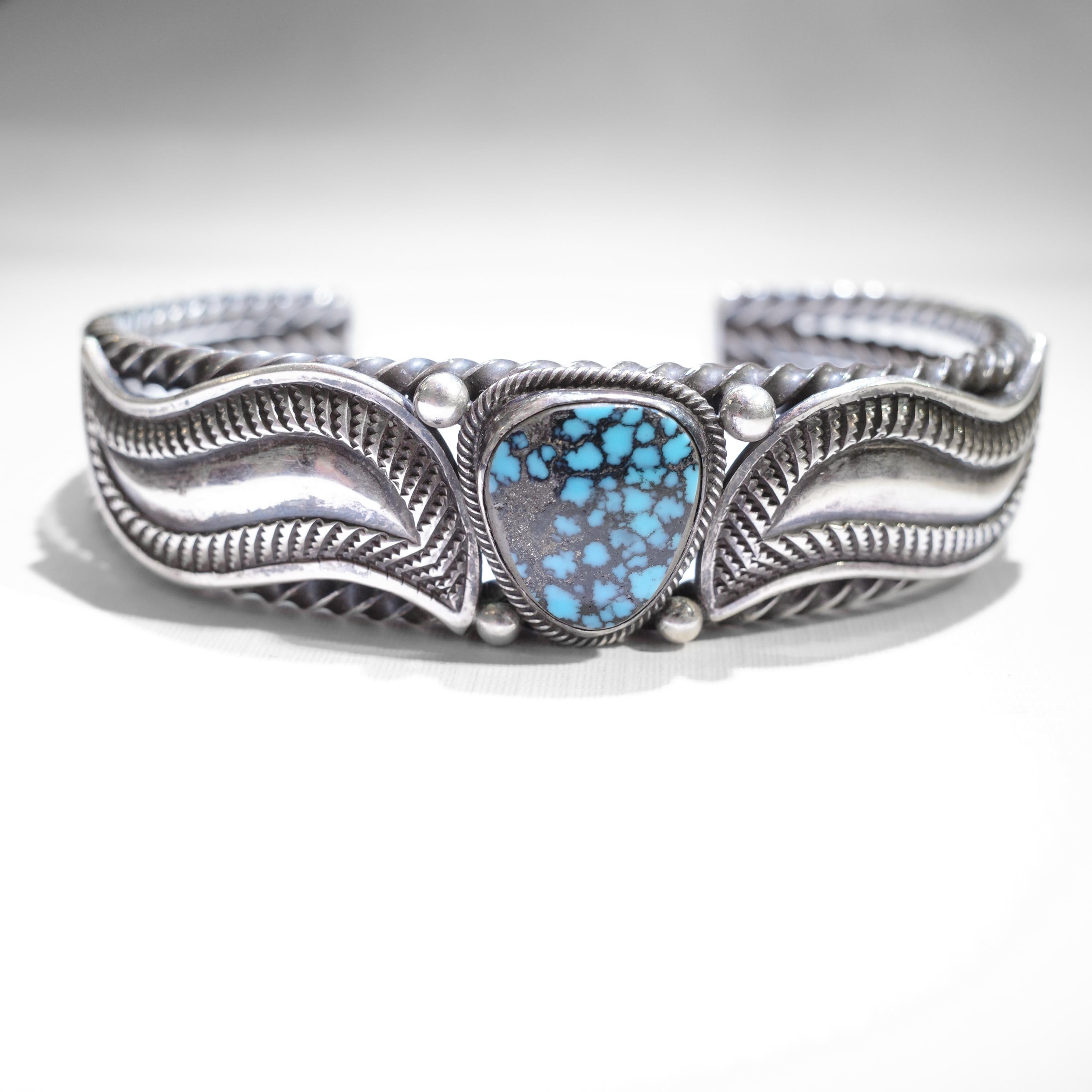 Artisan Turquoise Bracelet Lander Blue Rarest Turquoise on Earth, Certified Authentic For Sale