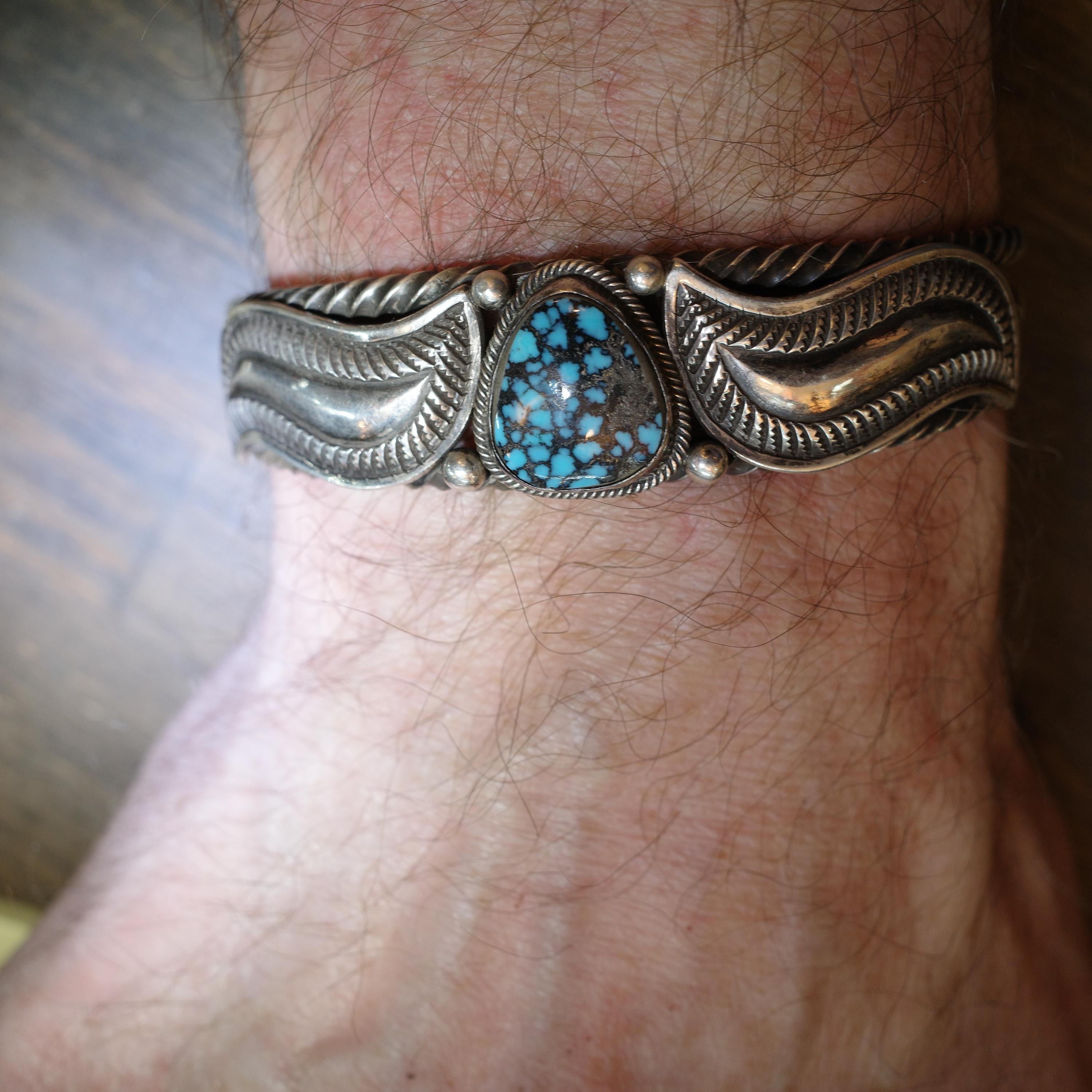 Turquoise Bracelet Lander Blue Rarest Turquoise on Earth, Certified Authentic For Sale 3
