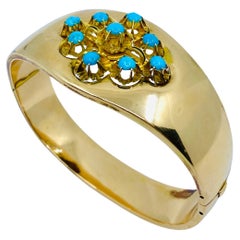 Pulsera Turquesa Vintage Joyería Francesa Oro 18k