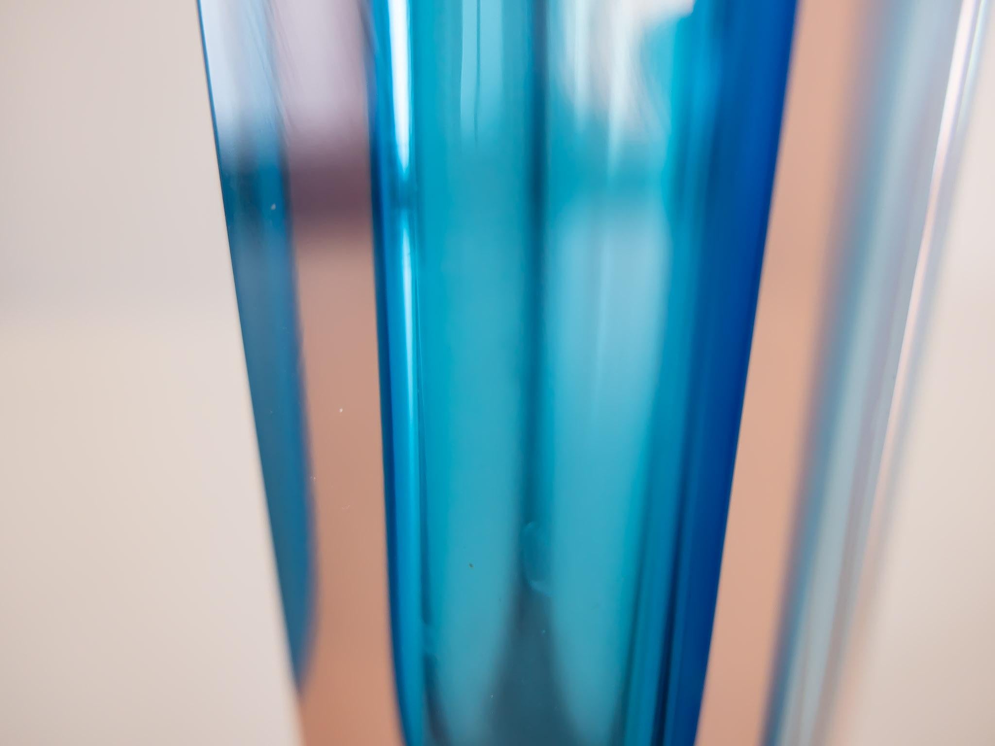 Mid-20th Century Turquoise Bright Pink Murano Sommerso Glass Vase by Flavio Poli, Italy, 1960s For Sale