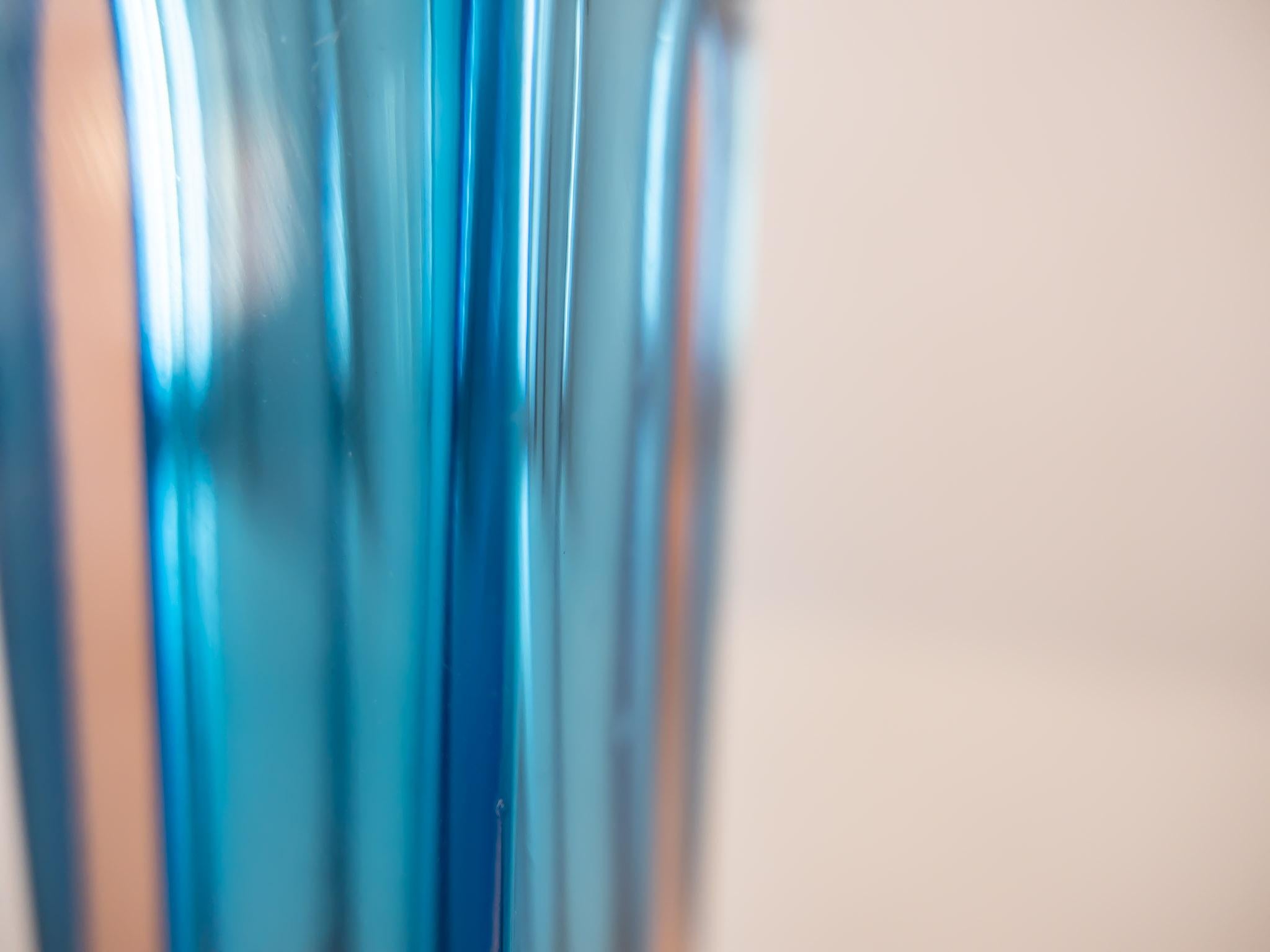 Murano Glass Turquoise Bright Pink Murano Sommerso Glass Vase by Flavio Poli, Italy, 1960s For Sale