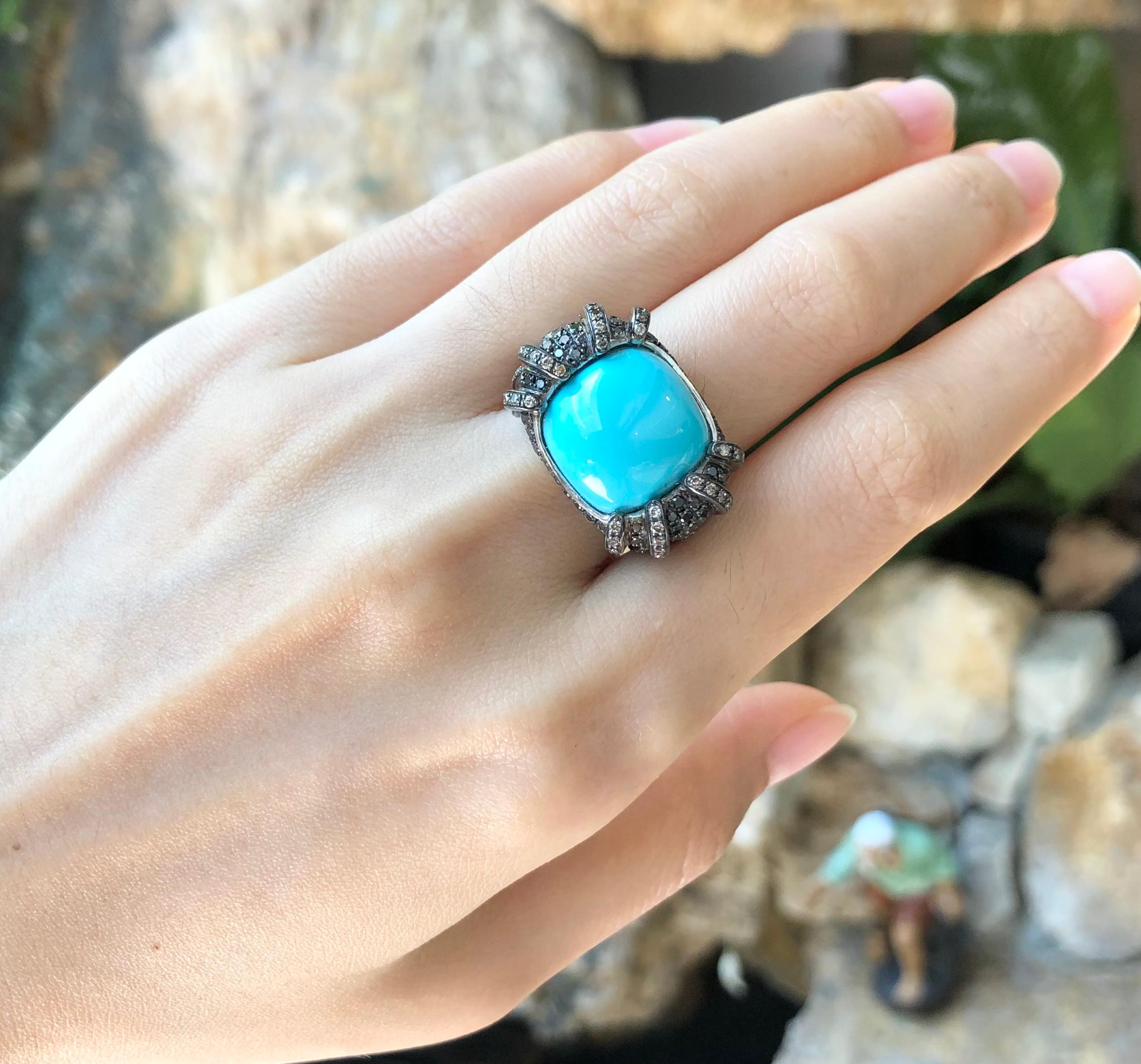 turquoise and black diamond ring