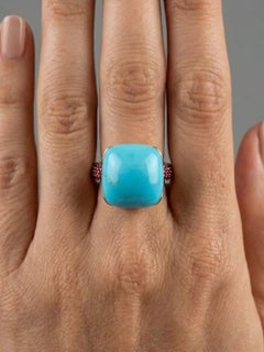 Turquoise Cabochon 14K Gold (18K Custom) Yellow Gold Ring