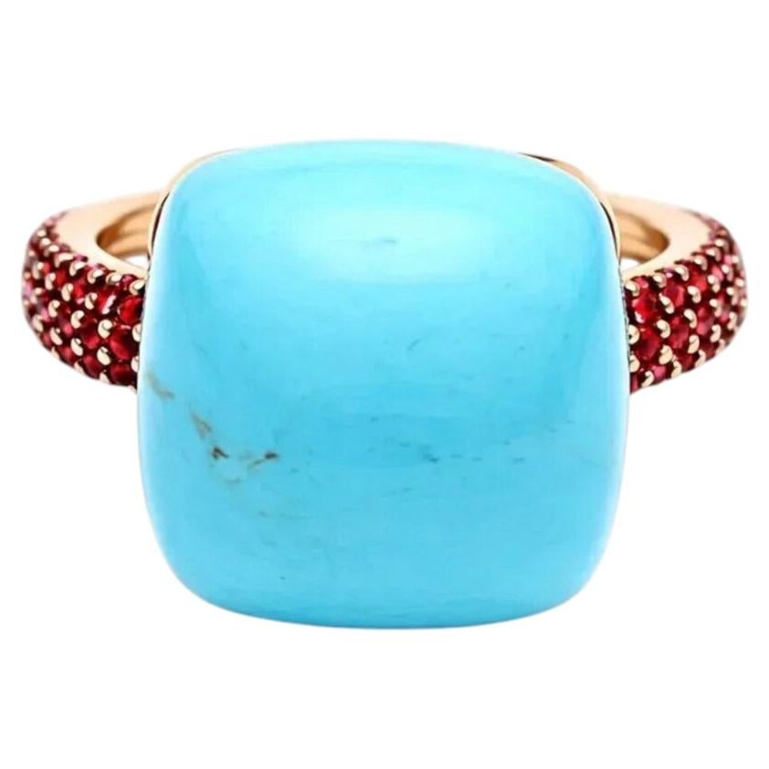 Turquoise Cabochon 14K Gold (18K Custom) Yellow Gold Ring