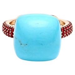 Turquoise Cabochon 14K Gold (18K Custom) Yellow Gold Ring