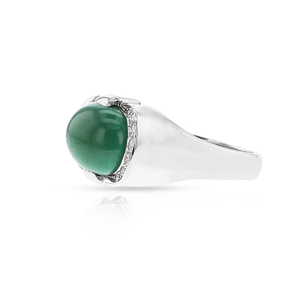 Bague en turquoise cabochon et diamants, 18 carats en vente 1