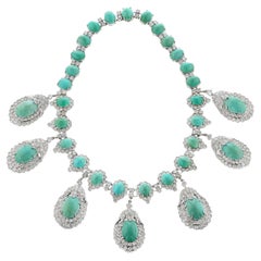 Collana con cabochon di turchese e diamanti, 14k