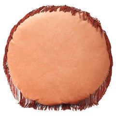 Turquoise Camel Velvet Deluxe Handmade Round Cushion