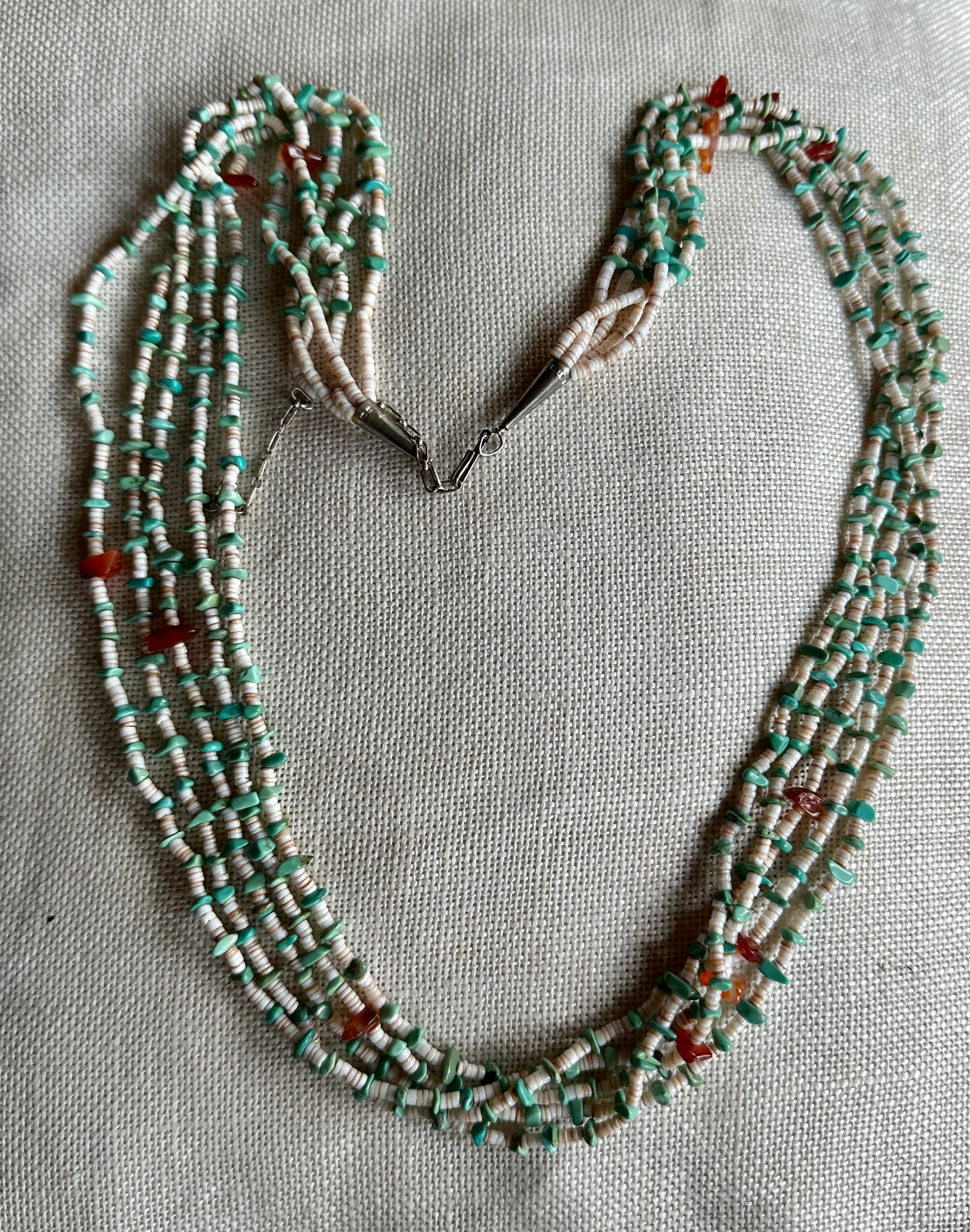 Nativo americano Collana di corniola turchese Pueblo nativo americano 32 pollici in vendita