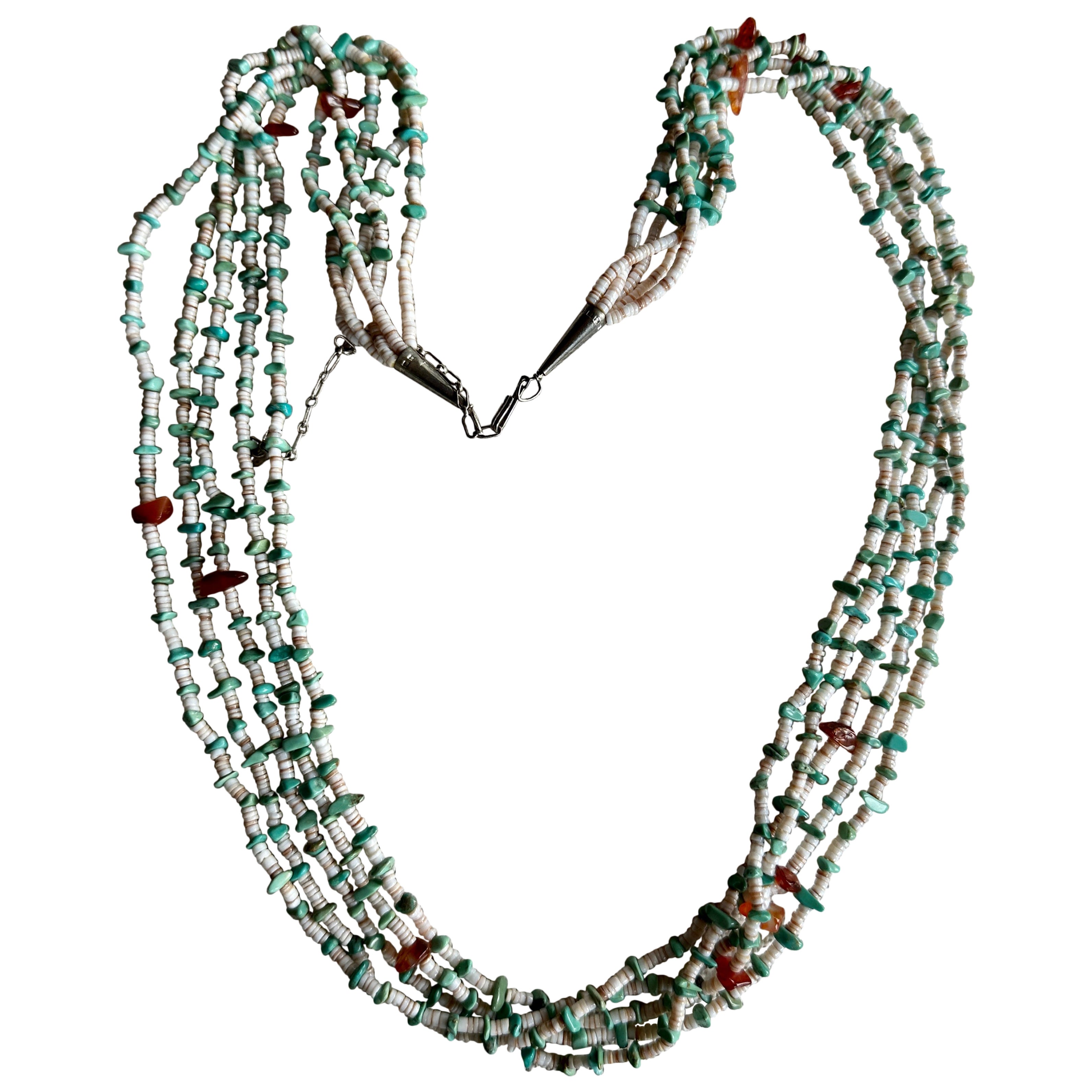 Türkis Karneol Halskette Native American Santo Domingo Pueblo Heishi 32 Zoll