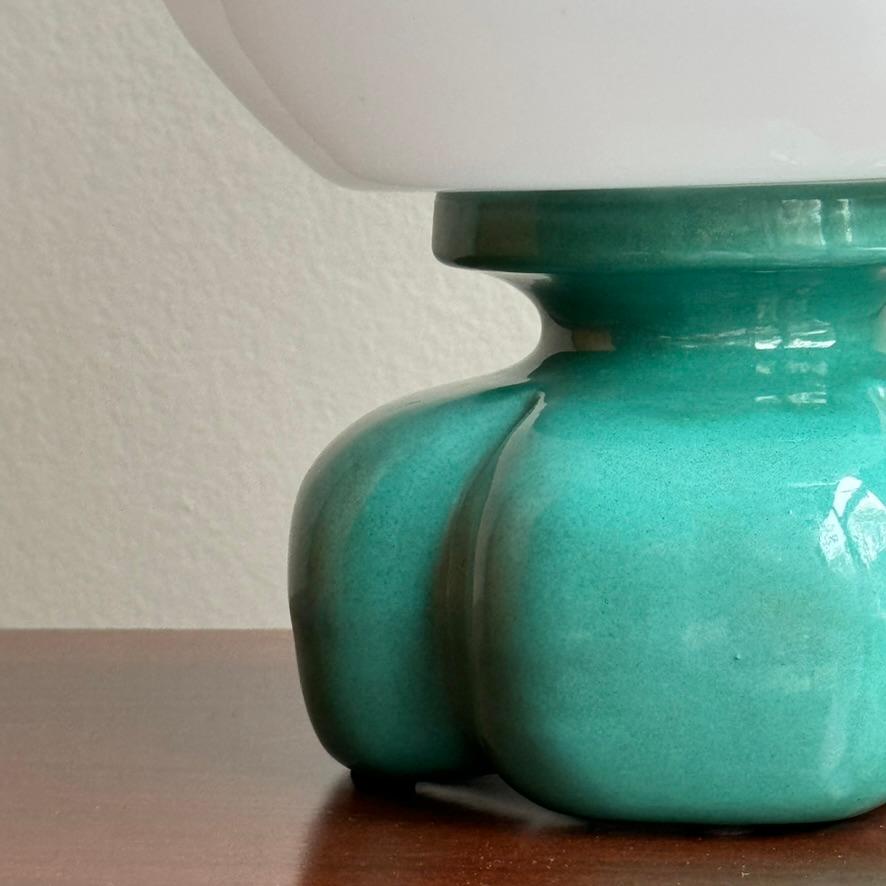 Mid-Century Modern Turquoise Ceramic and Glass Table Lamp by Ivan Jakeš For Sale