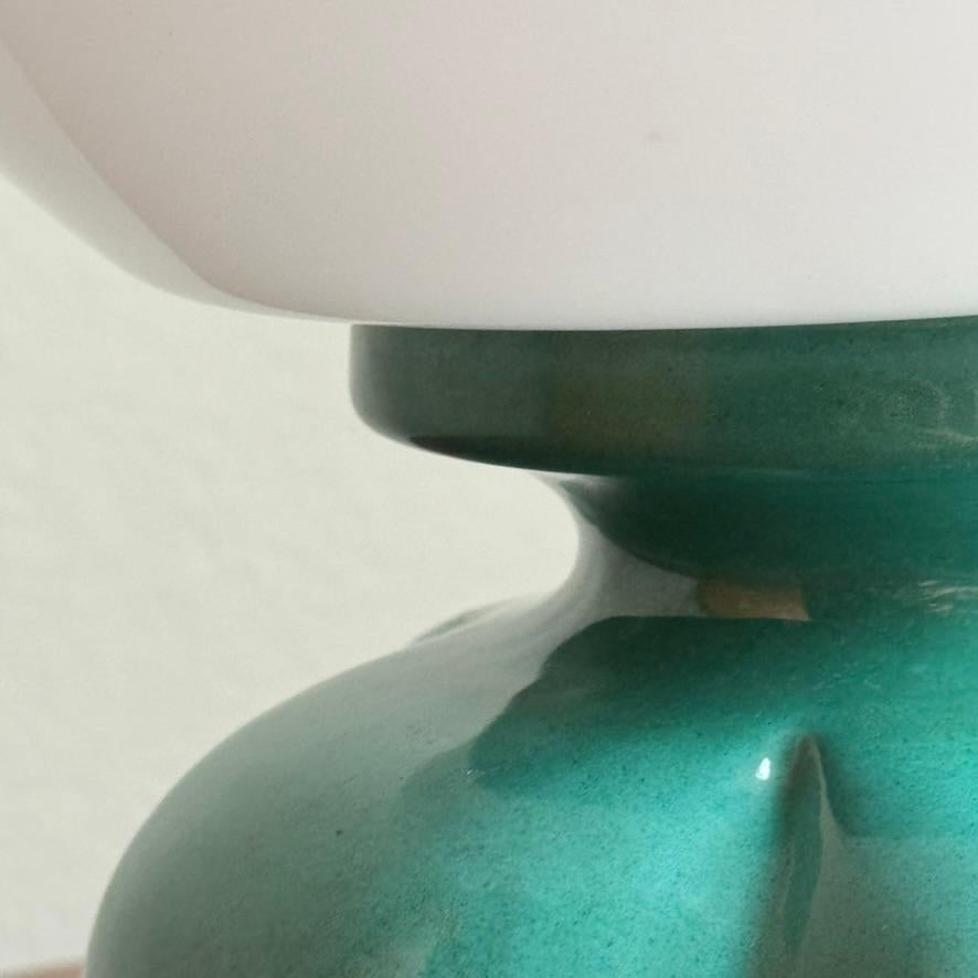 Czech Turquoise Ceramic and Glass Table Lamp by Ivan Jakeš