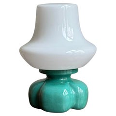 Vintage Turquoise Ceramic and Glass Table Lamp by Ivan Jakeš