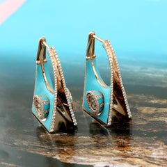 Turquoise Ceramic Hoop in Inverted Open Book Style with Power Drum in Between