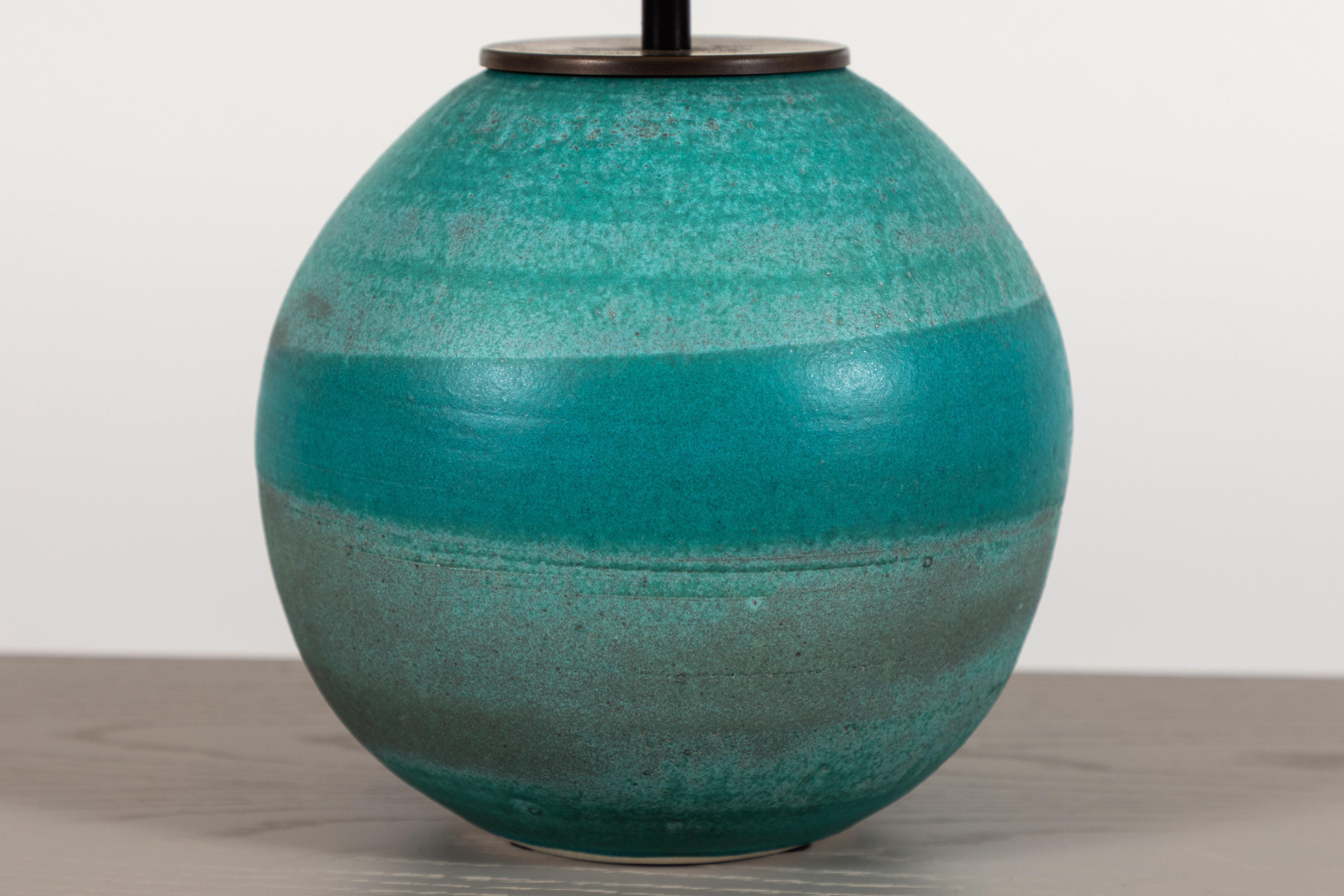 Mid-Century Modern Turquoise Ceramic Lamp by Victoria Morris for Lawson-Fenning