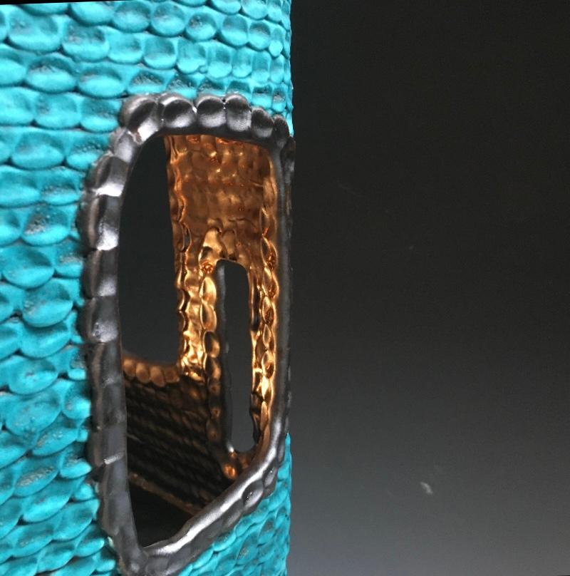 Turquoise Ceramic Lantern For Sale 2