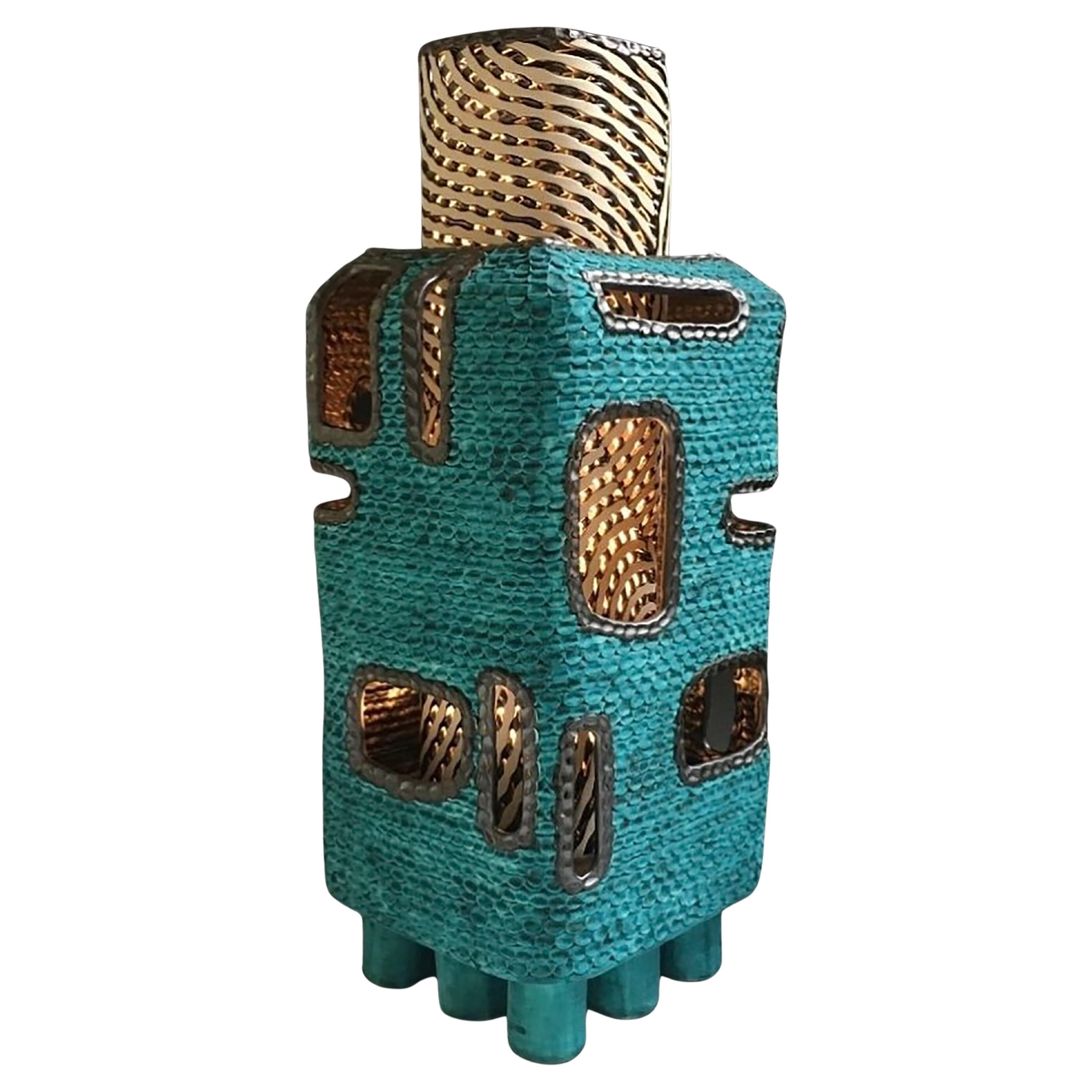 Turquoise Ceramic Lantern For Sale