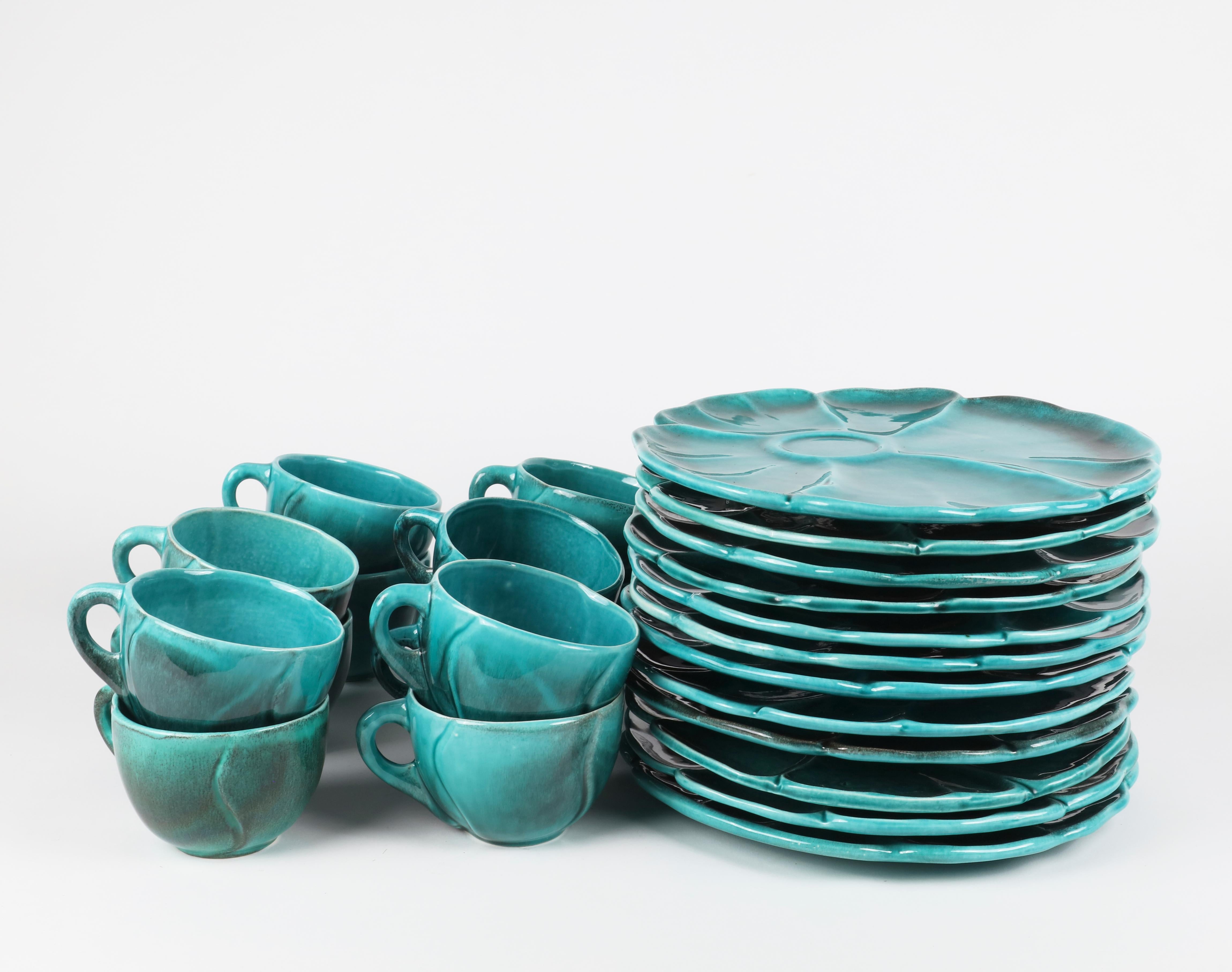 Turquoise Ceramic Luncheon Set for 12 1