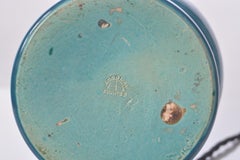 Lampe de table en céramique turquoise d'Accolay, France, circa 1955