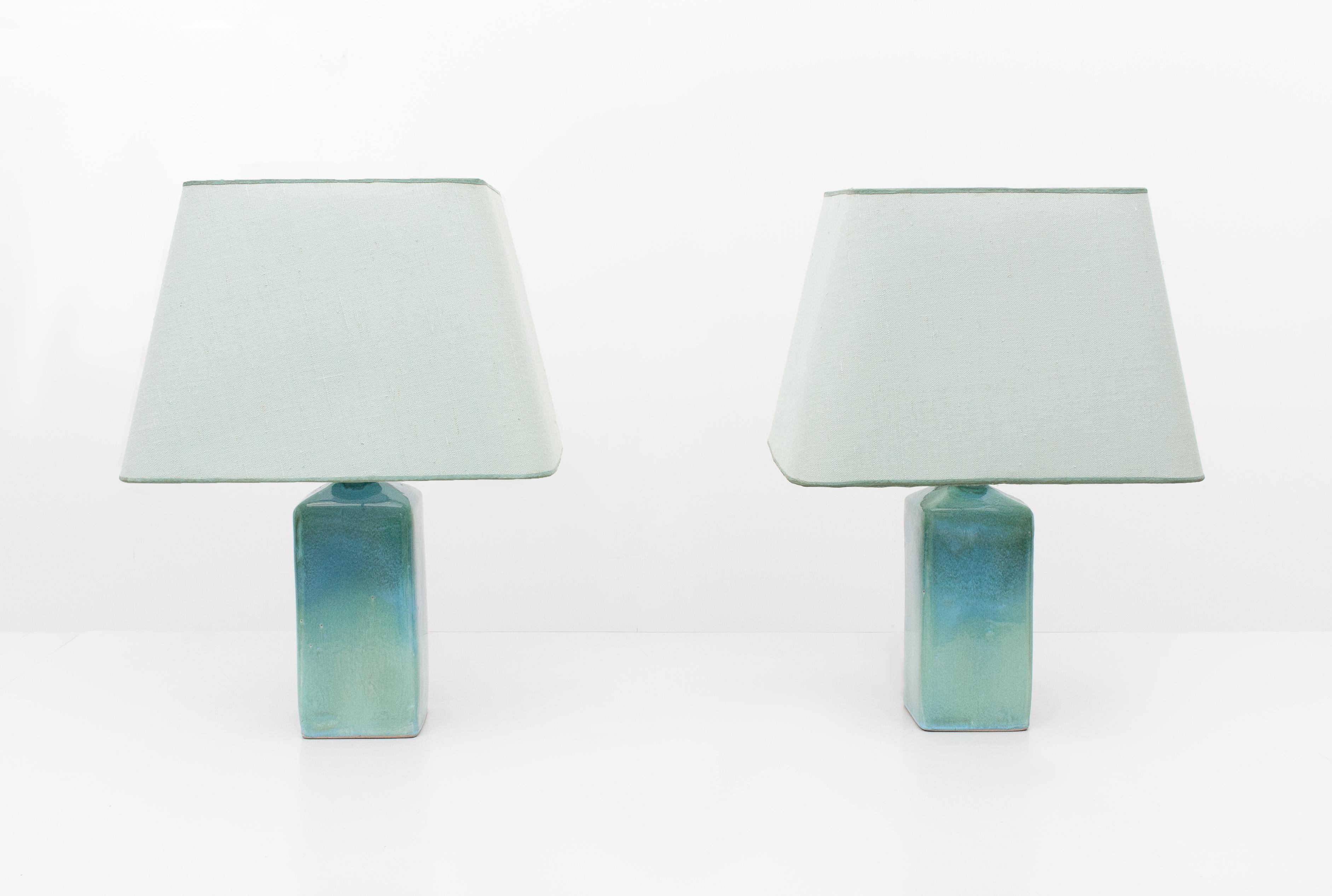 Lampes de table en céramique turquoise, années 1970 Bon état - En vente à Den Haag, NL