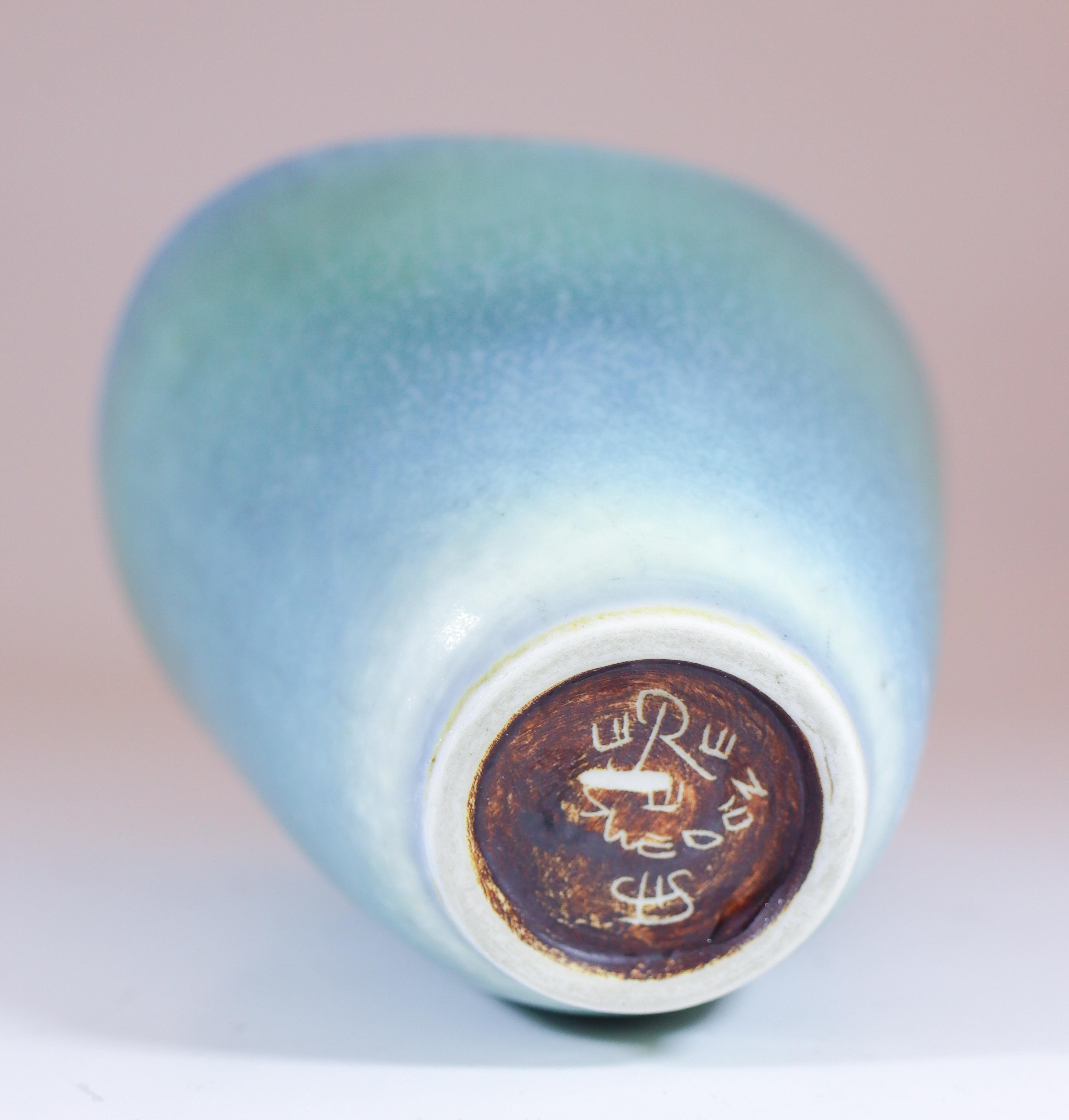 Vaso in ceramica turchese - Carl-Harry Stålhane - Rörstrand Midcentury Modern in vendita 3